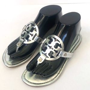 Tory Burch Women's Silver Thong Sandals Size 6.5M